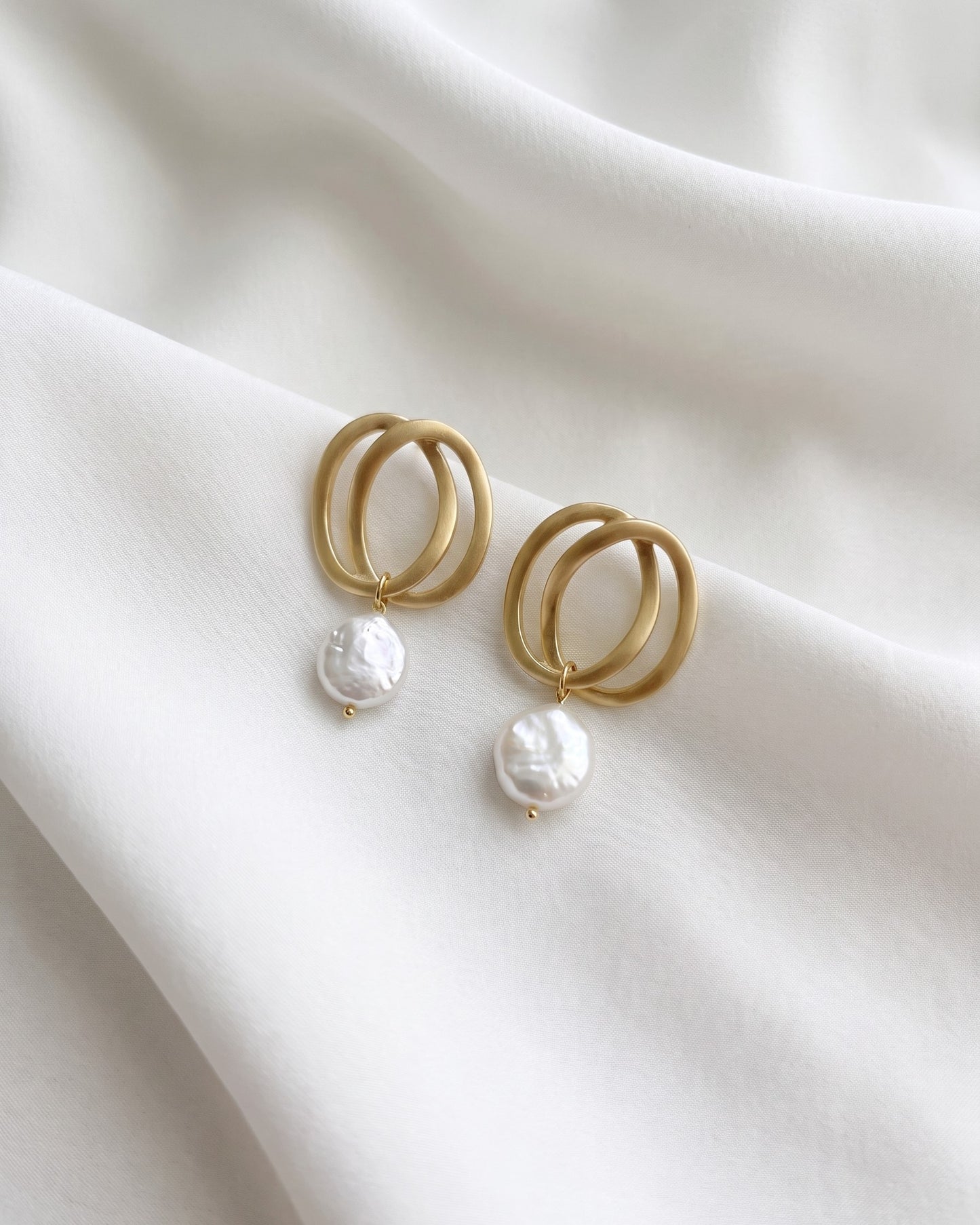 Statement Pearl Double Hoop Earrings