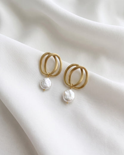Statement Pearl Double Hoop Earrings