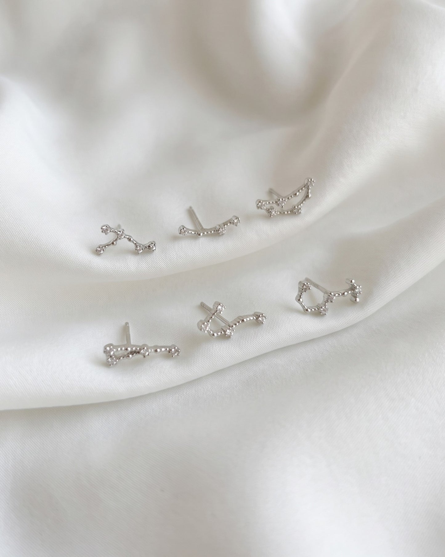 Zodiac Constellation Stud Earrings 925 Silver