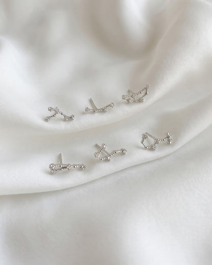 Zodiac Constellation Stud Earrings 925 Silver