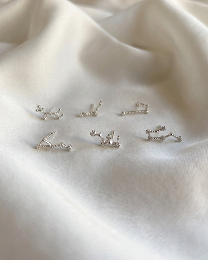 Zodiac Constellation Stud Earrings 925 Silver