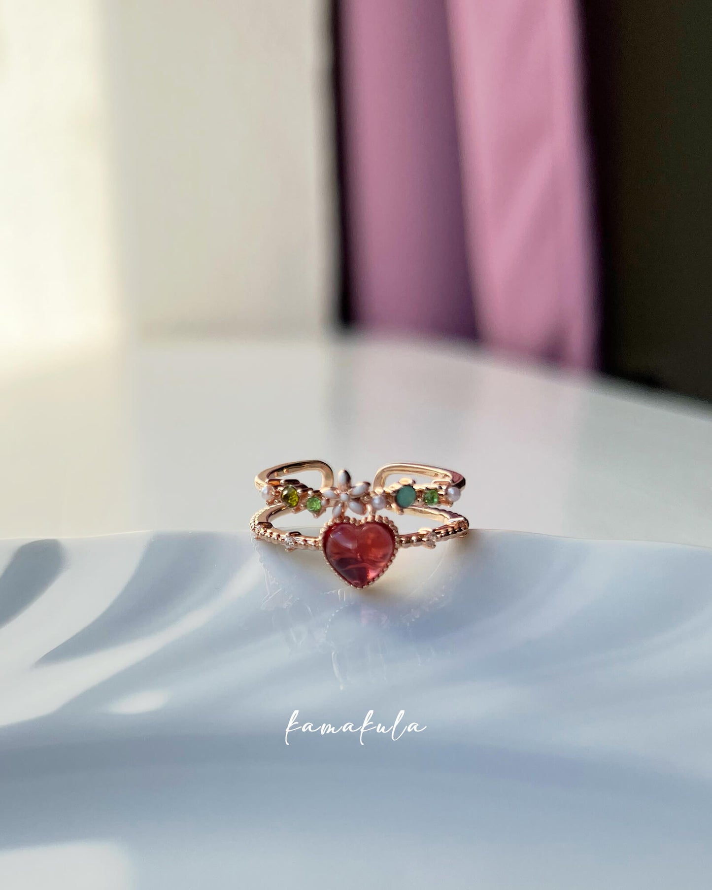 Floral Heart Crown Ring