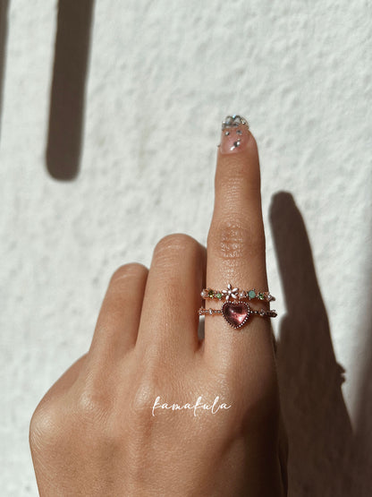 Floral Heart Crown Ring