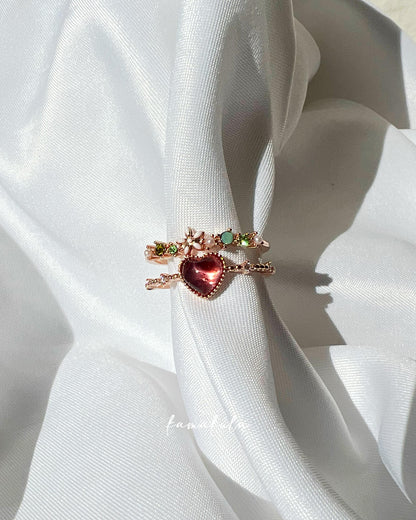 Floral Heart Crown Ring