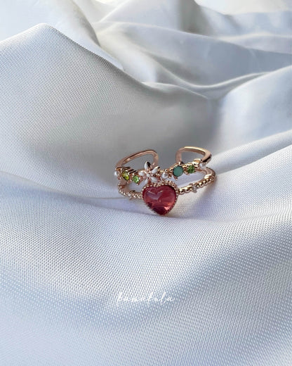Floral Heart Crown Ring