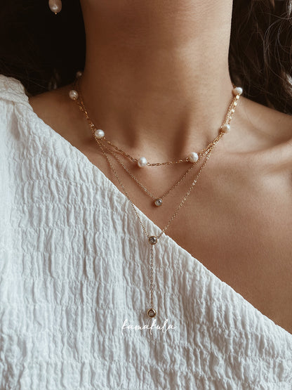 Gemstone Layered Y Necklace