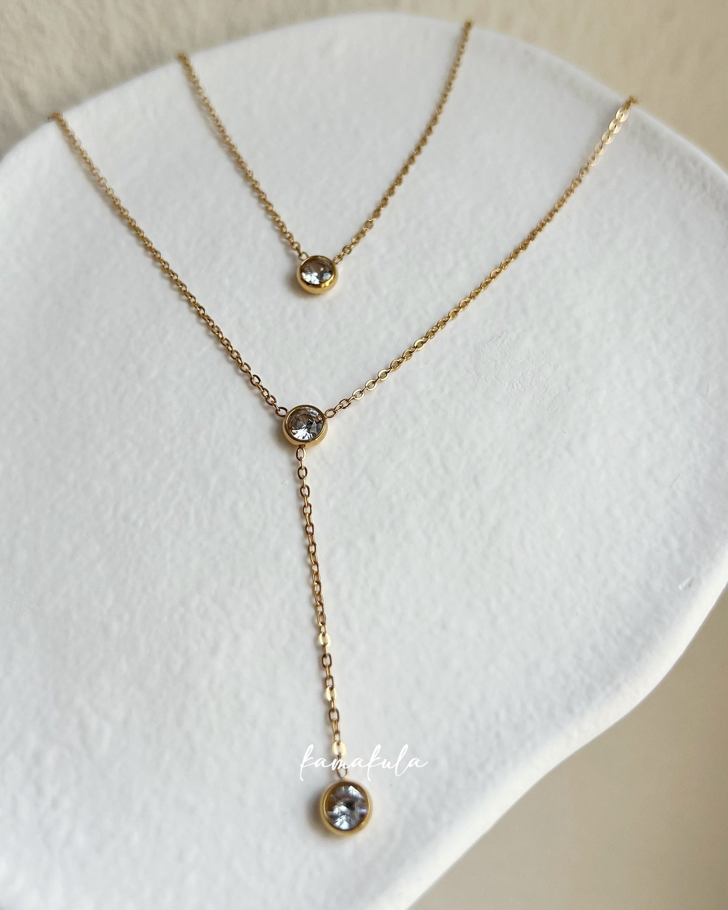 Gemstone Layered Y Necklace