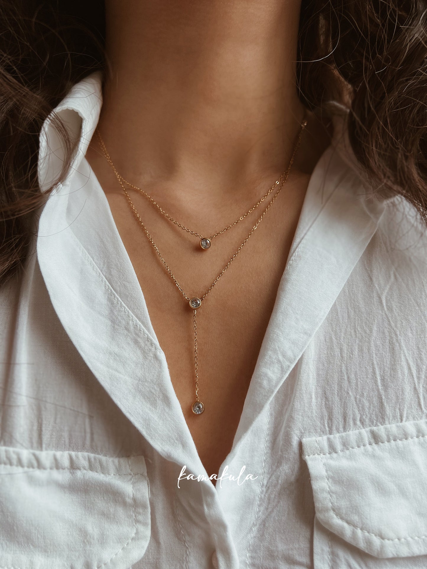 Gemstone Layered Y Necklace