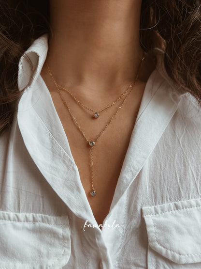 Gemstone Layered Y Necklace
