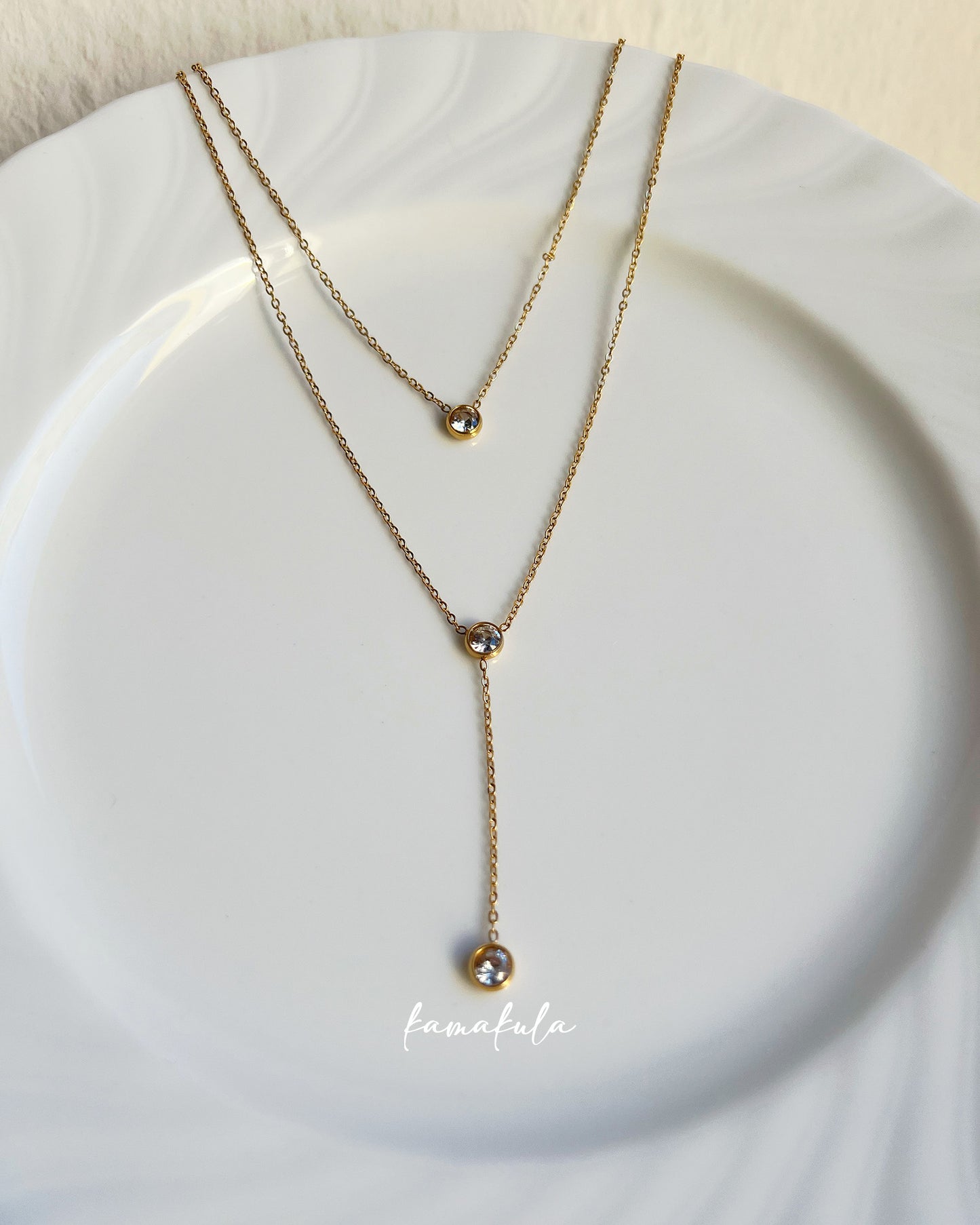 Gemstone Layered Y Necklace