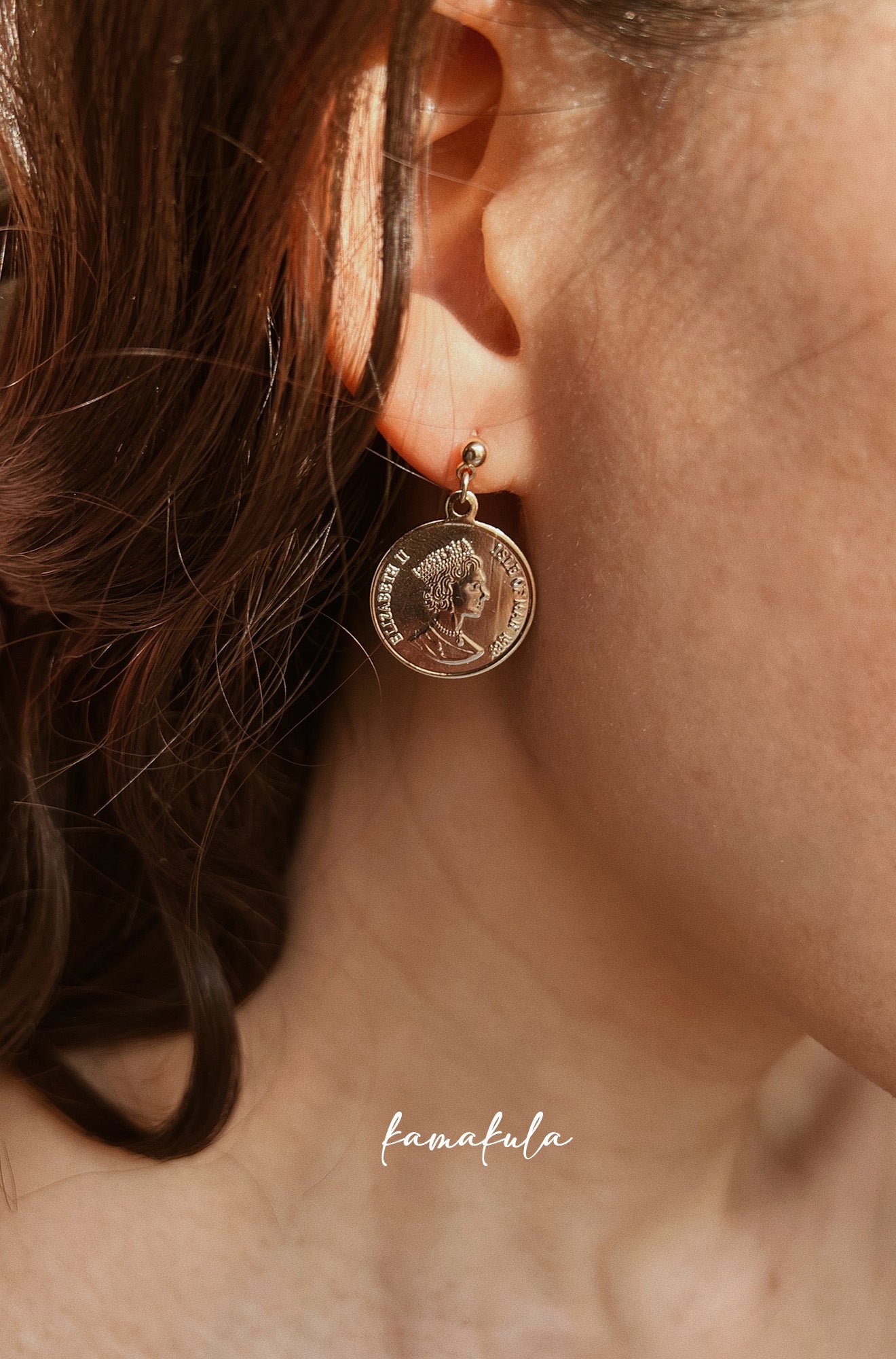 Gold Coin Drop Earrings