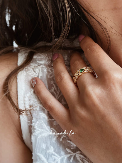 Jasmine Emerald Filigree Ring