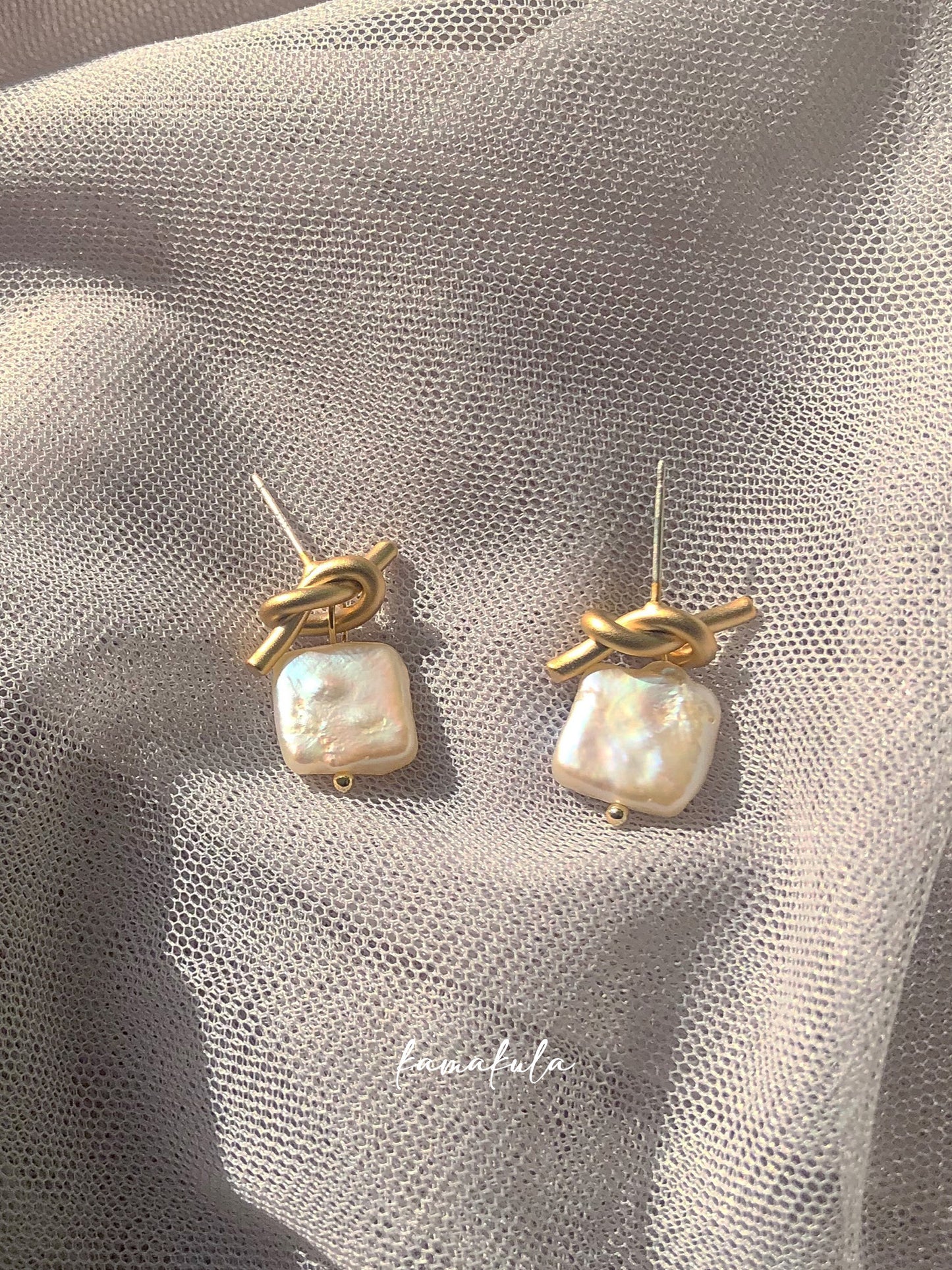 Knot Pearl Drop Earrings