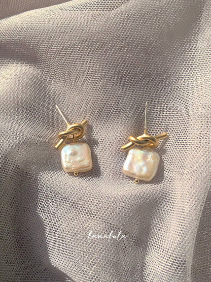 Knot Pearl Drop Earrings
