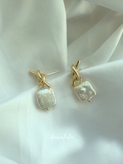Knot Pearl Drop Earrings