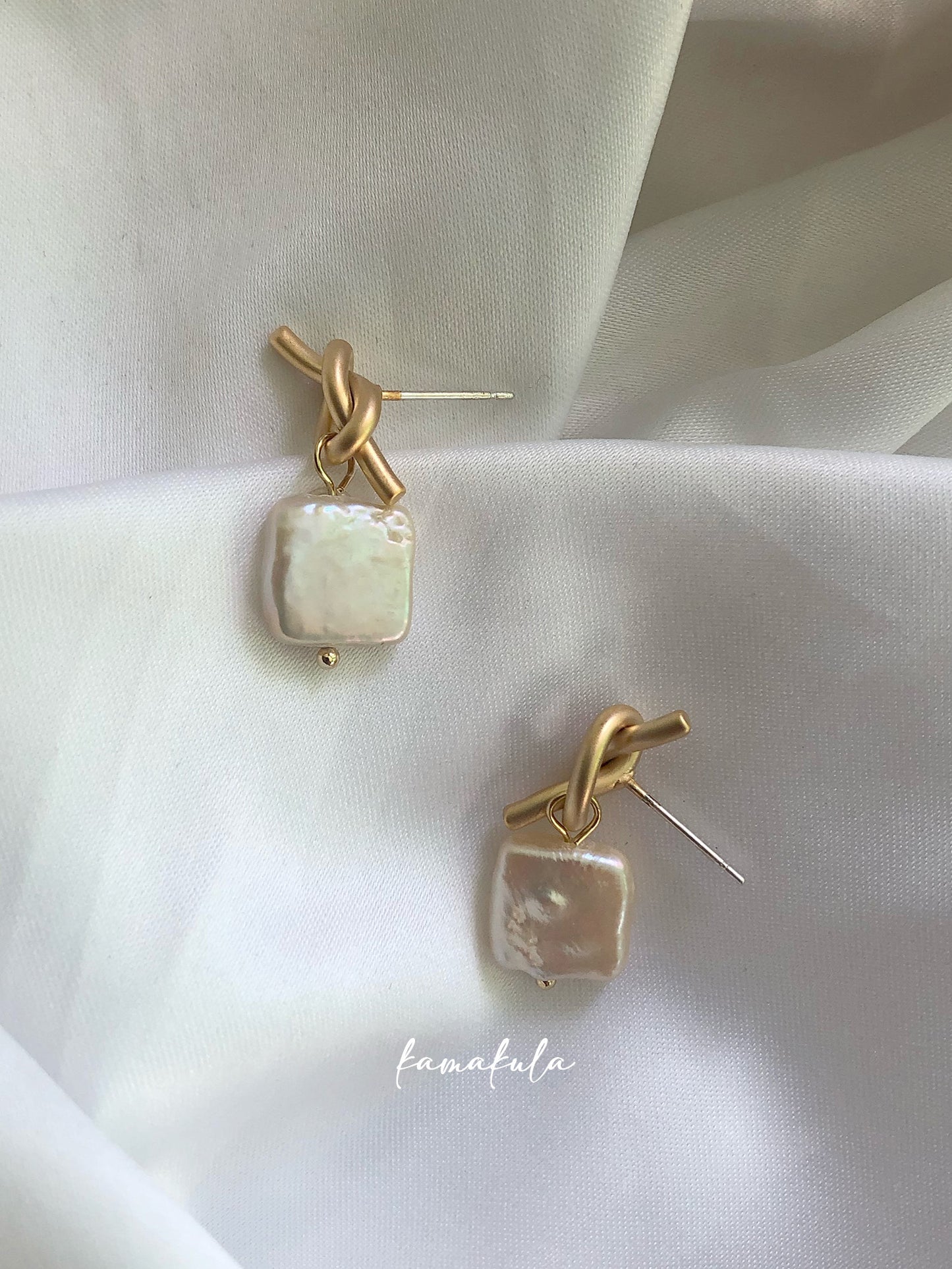 Knot Pearl Drop Earrings