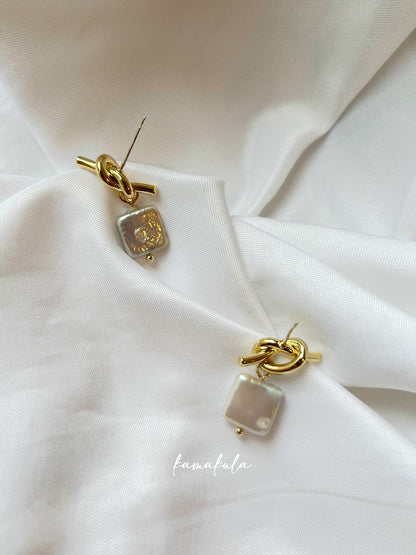 Knot Pearl Drop Earrings