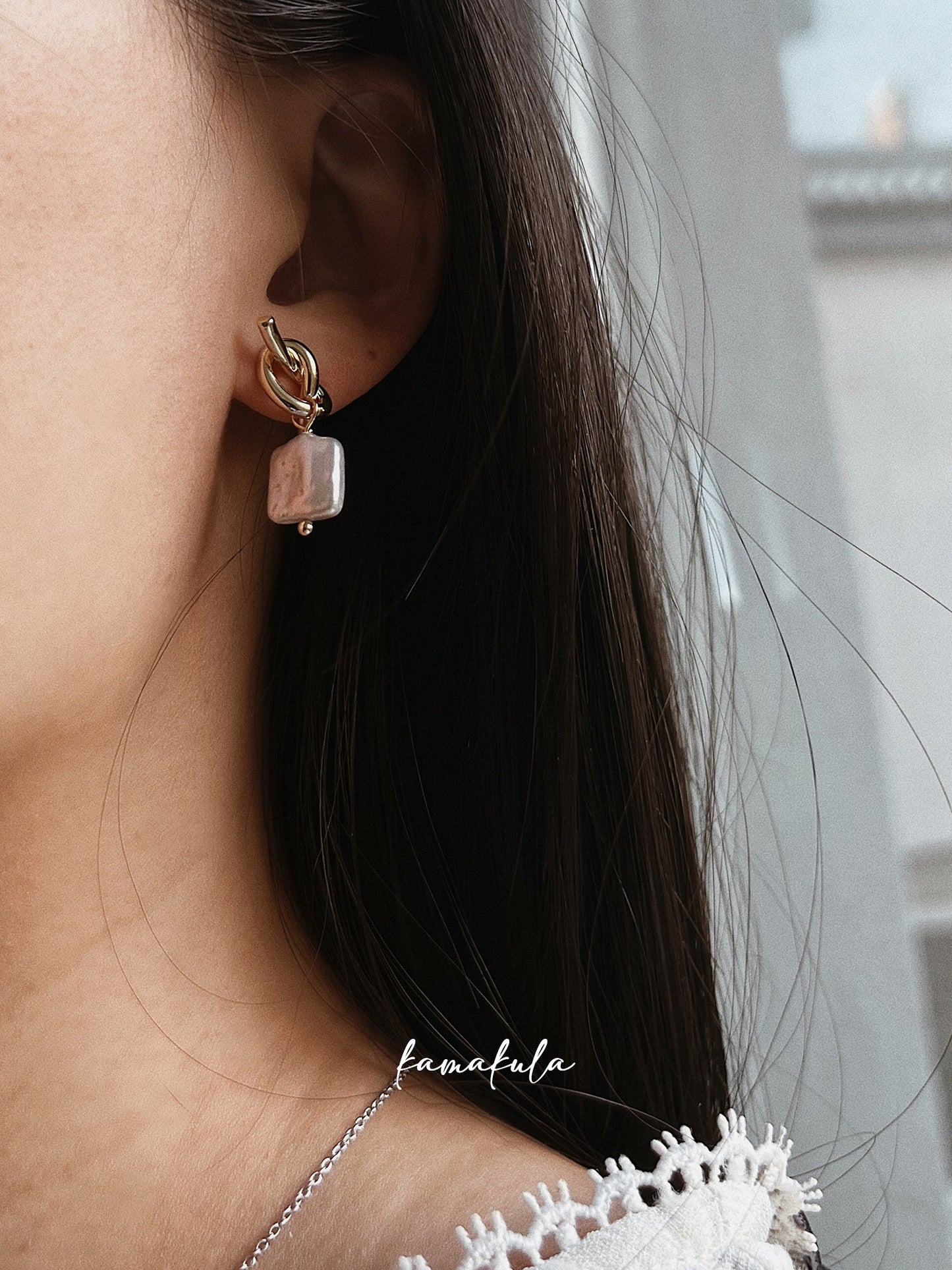 Knot Pearl Drop Earrings