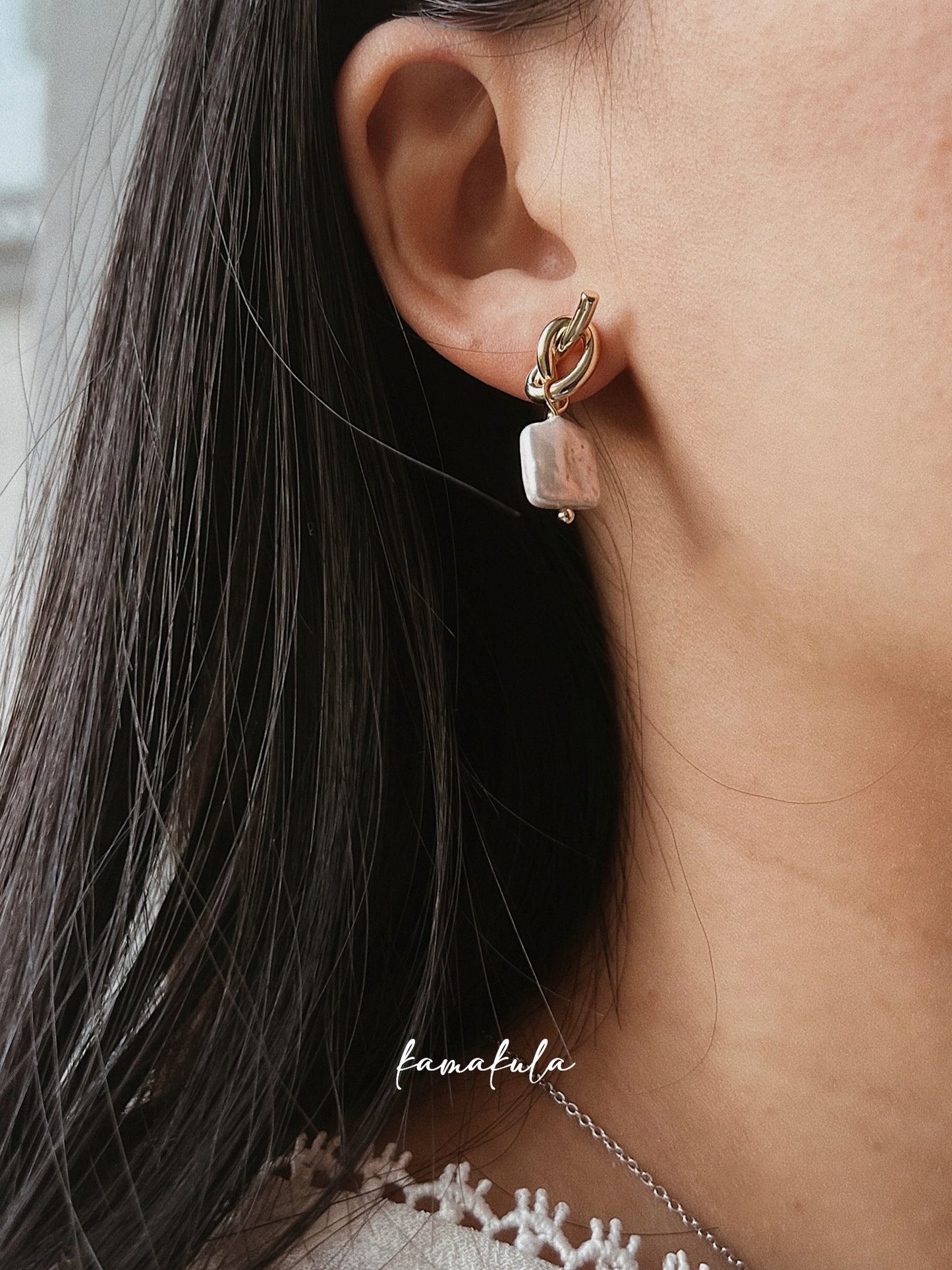 Knot Pearl Drop Earrings