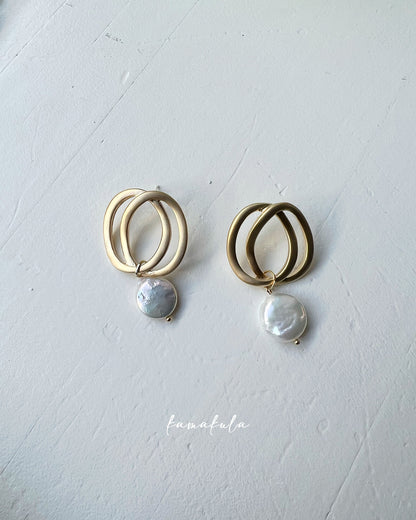 Large Double Hoops With Pearl