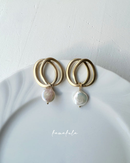 Large Double Hoops With Pearl