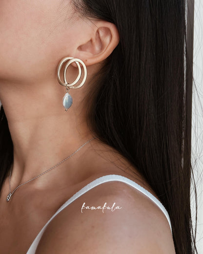 Large Double Hoops With Pearl