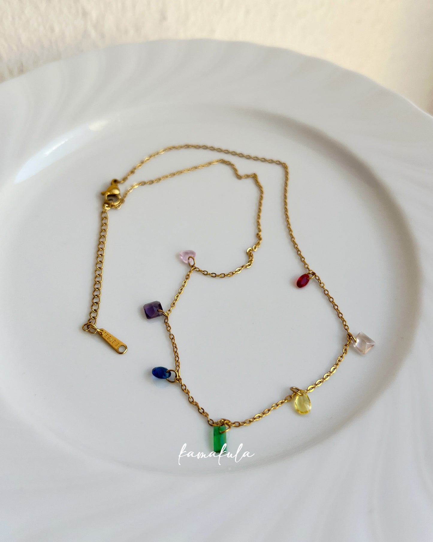 Multicolor Gemstone Charm Necklace