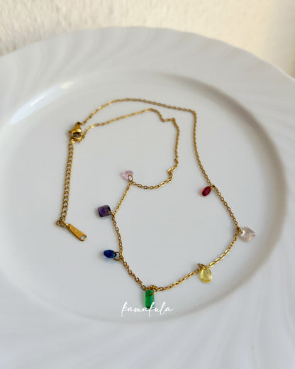 Multicolor Gemstone Charm Necklace