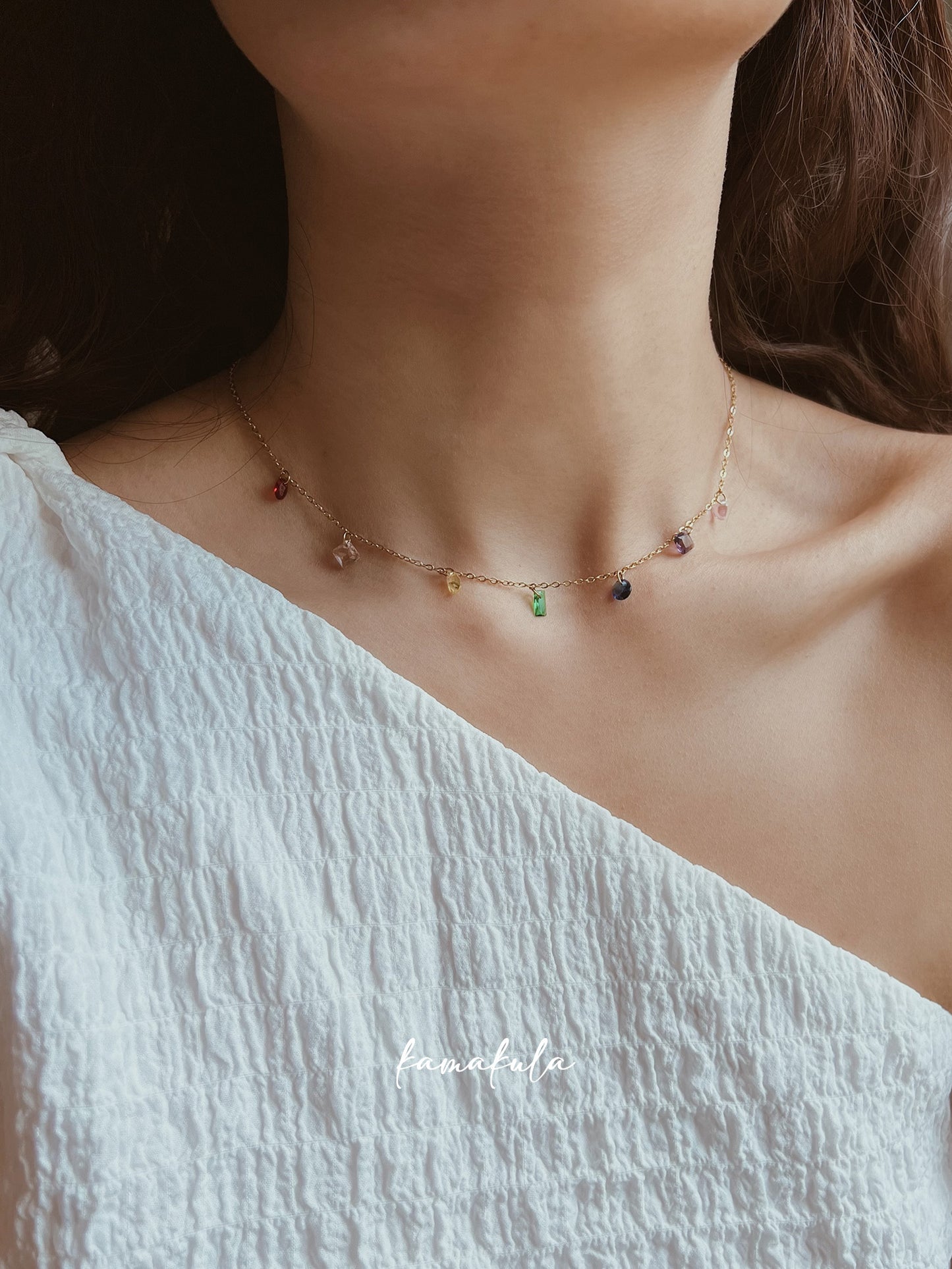 Multicolor Gemstone Charm Necklace