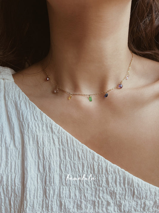 Multicolor Gemstone Charm Necklace
