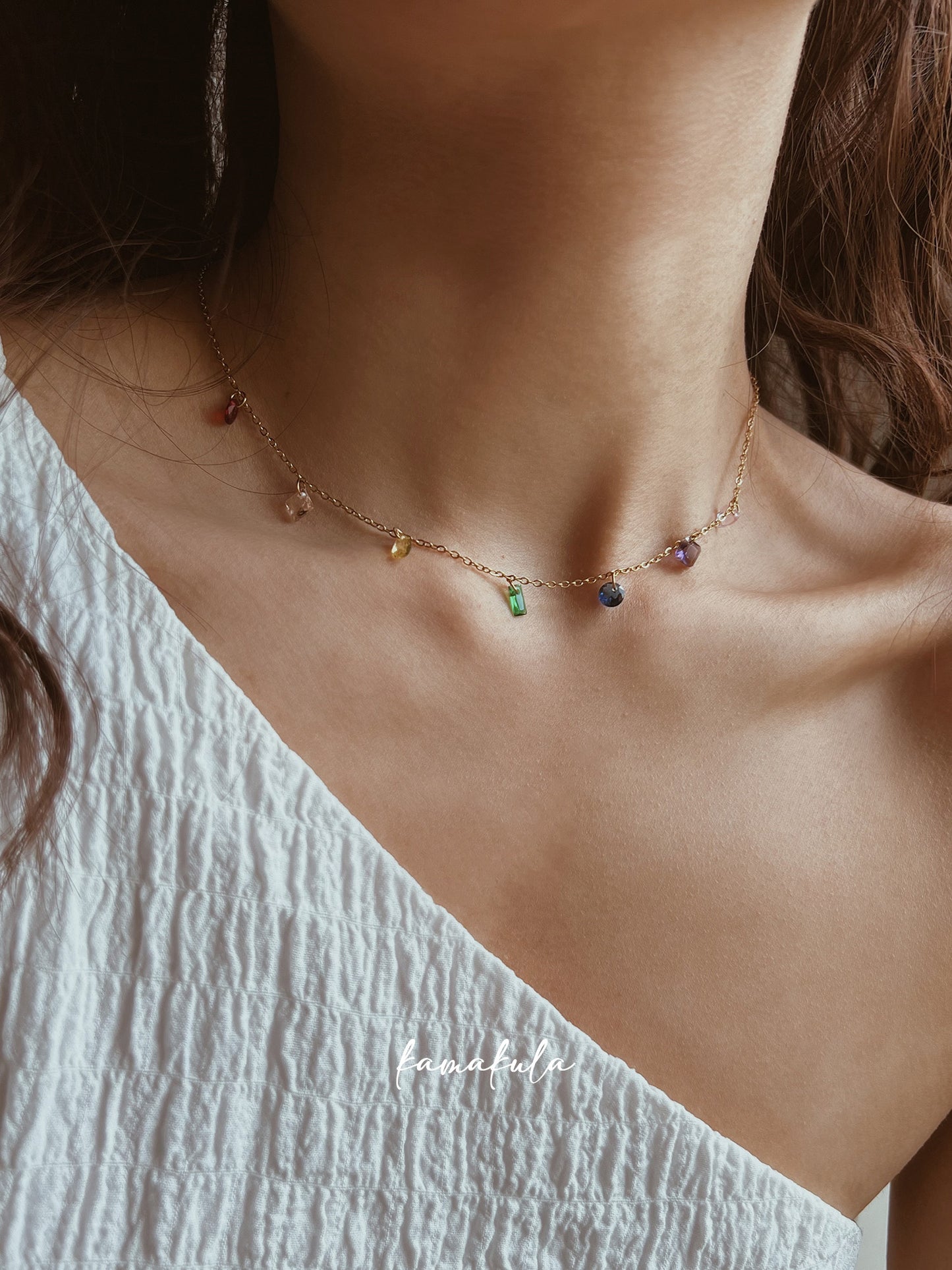 Multicolor Gemstone Charm Necklace