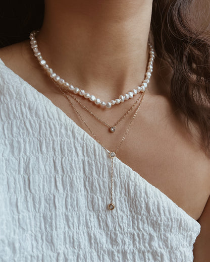 Zirconia Lariat Necklace Waterproof