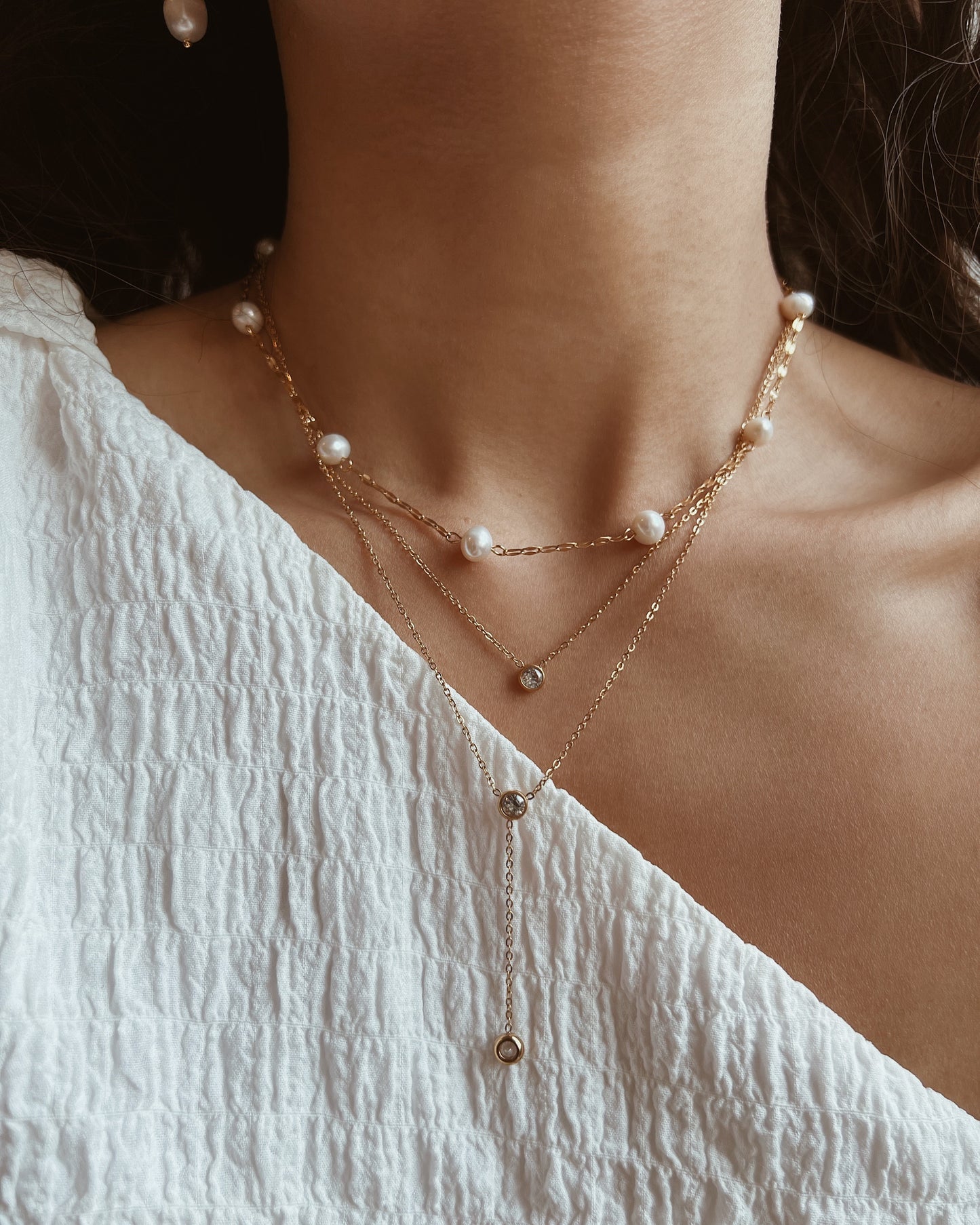 Zirconia Lariat Necklace Waterproof