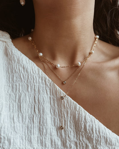 Zirconia Lariat Necklace Waterproof