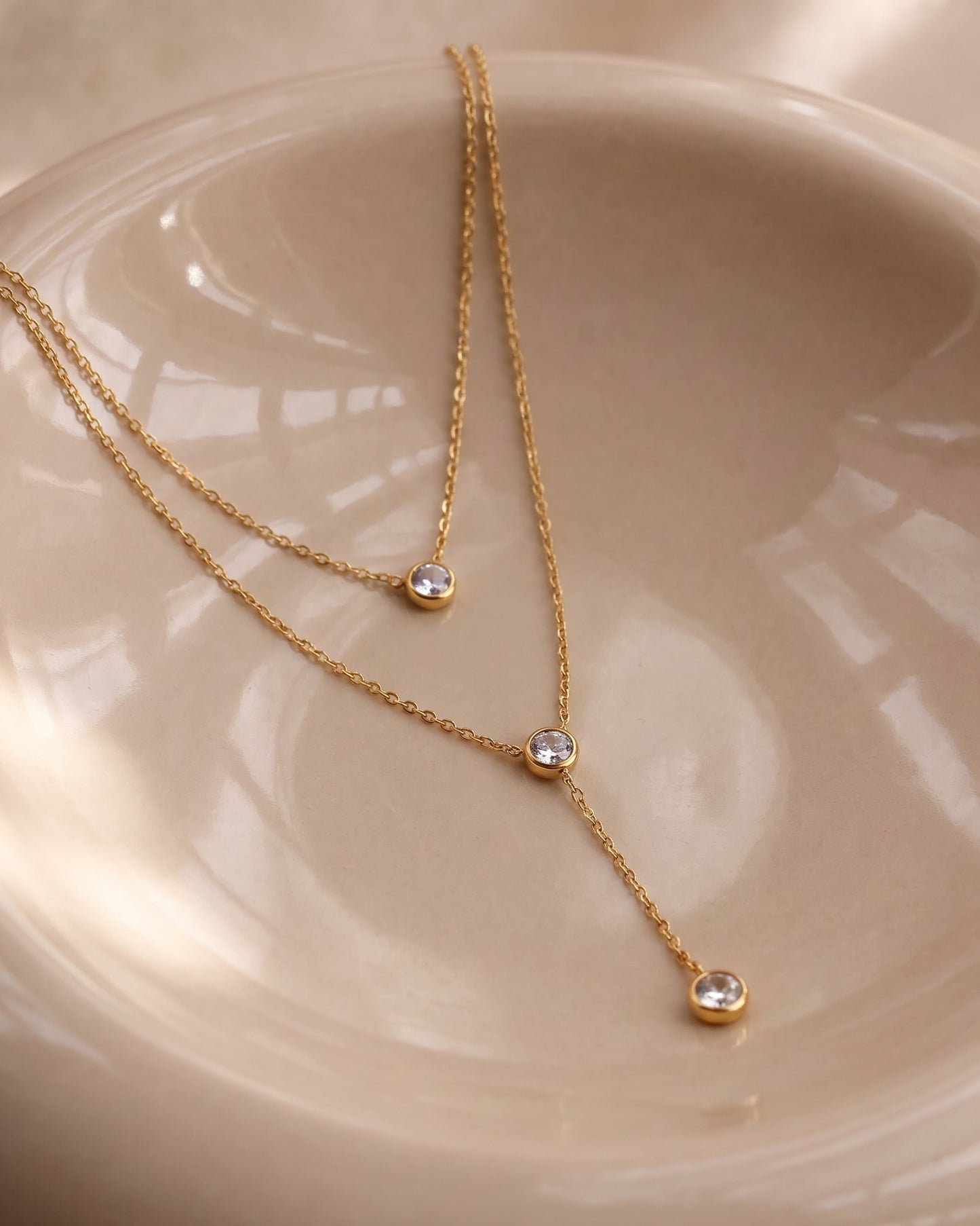 Zirconia Lariat Necklace Waterproof