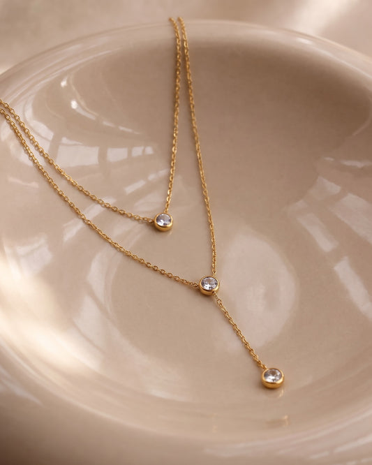 Zirconia Lariat Necklace Waterproof