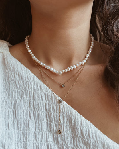 Zirconia Lariat Necklace Waterproof
