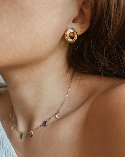 Rainbow Zirconia Charm Necklace Waterproof
