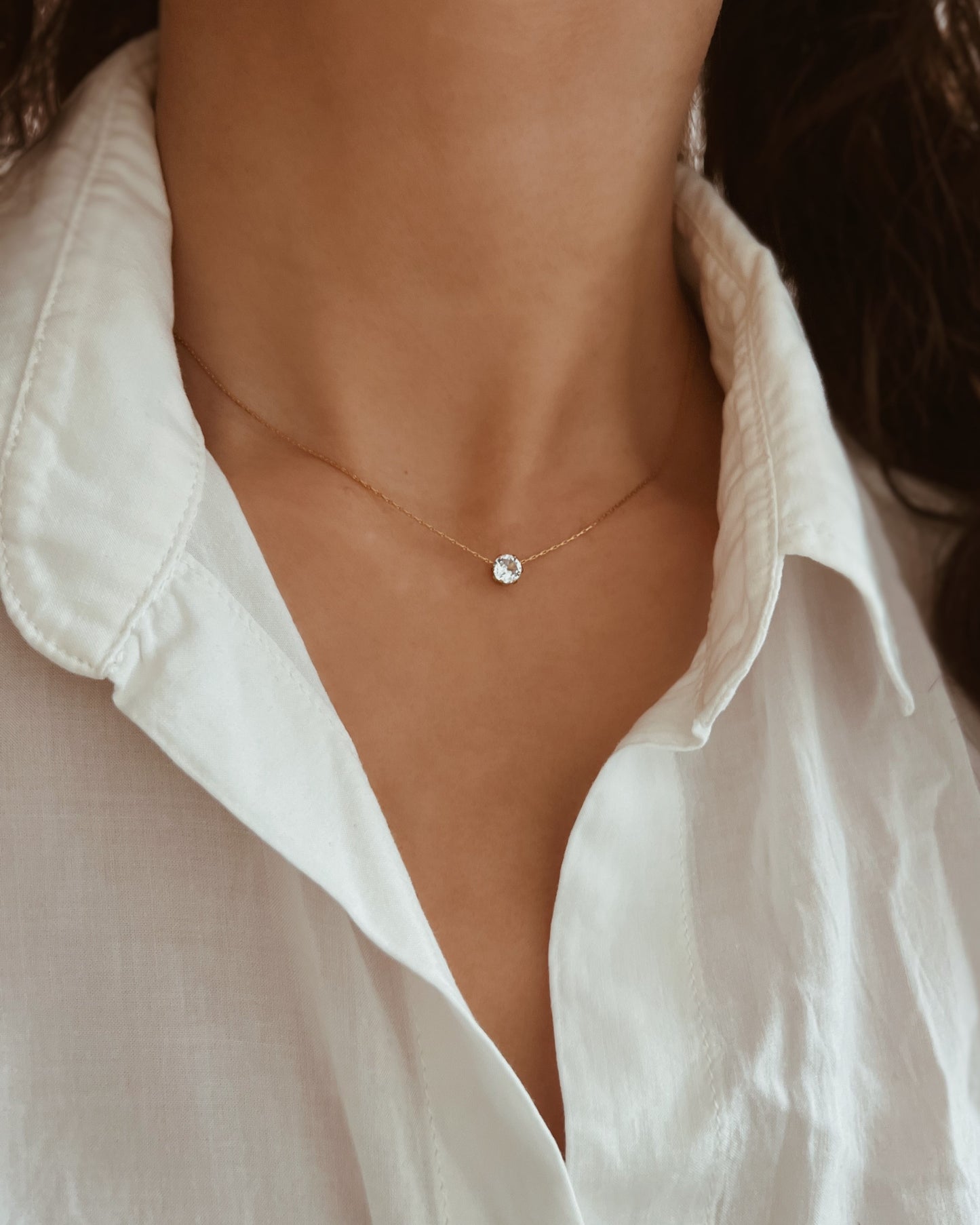 Zirconia Solitaire Necklace Waterproof