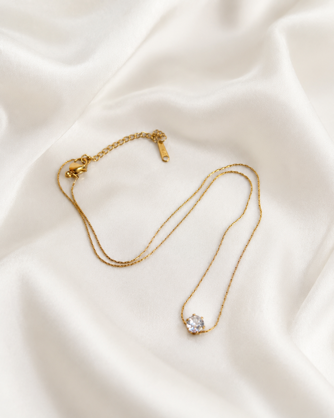 Zirconia Solitaire Necklace Waterproof