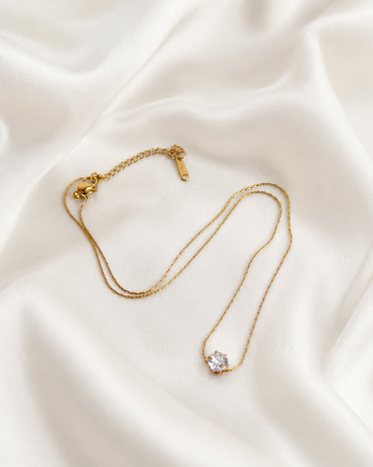 Zirconia Solitaire Necklace Waterproof