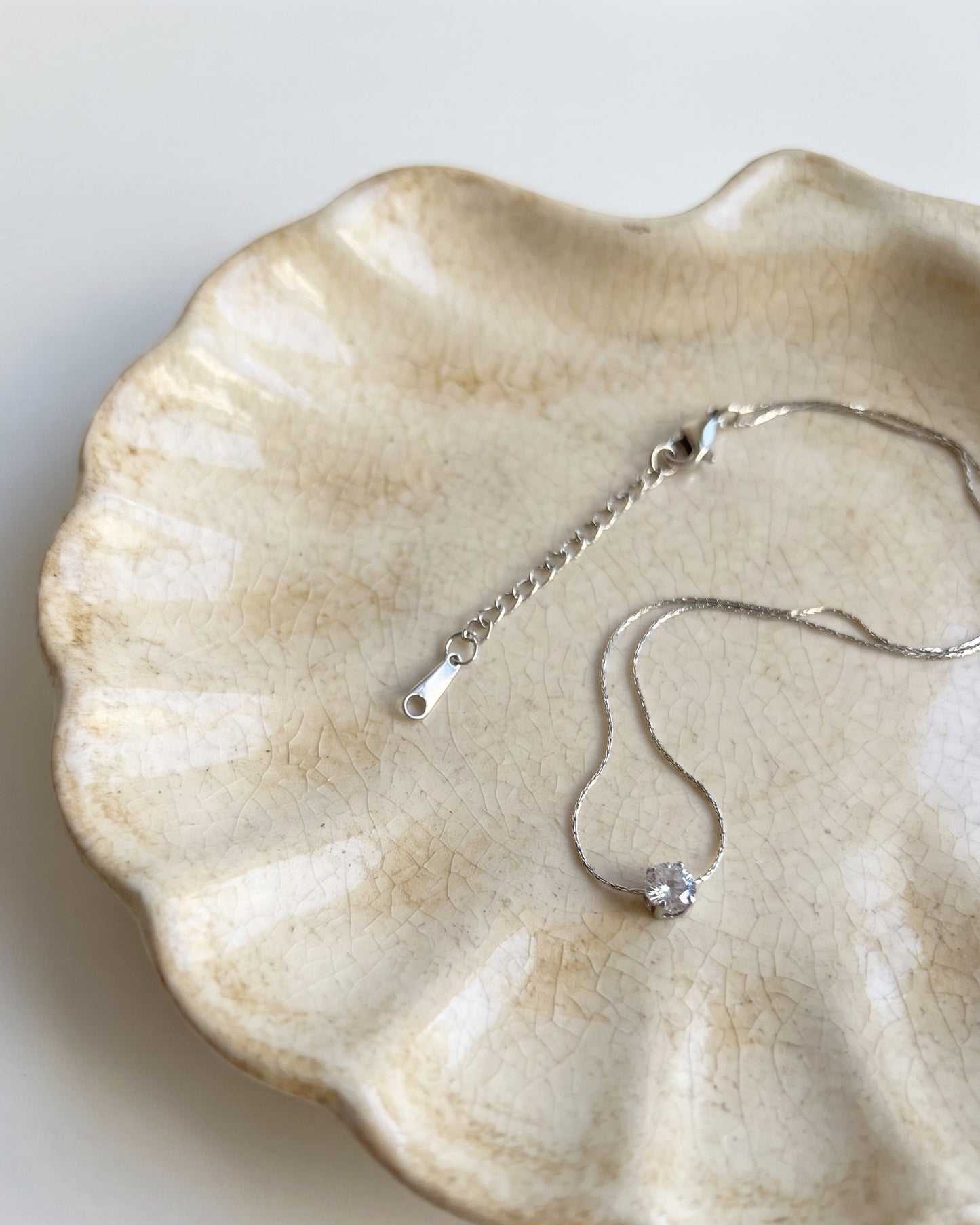 Zirconia Solitaire Necklace Waterproof