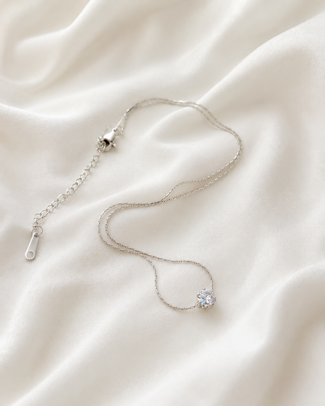 Zirconia Solitaire Necklace Waterproof