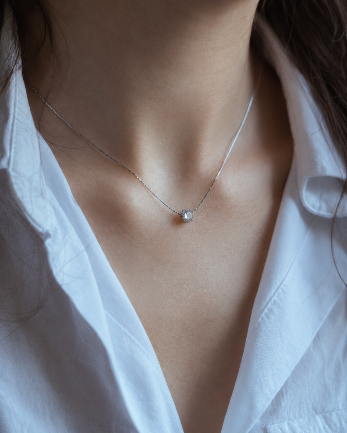 Zirconia Solitaire Necklace Waterproof