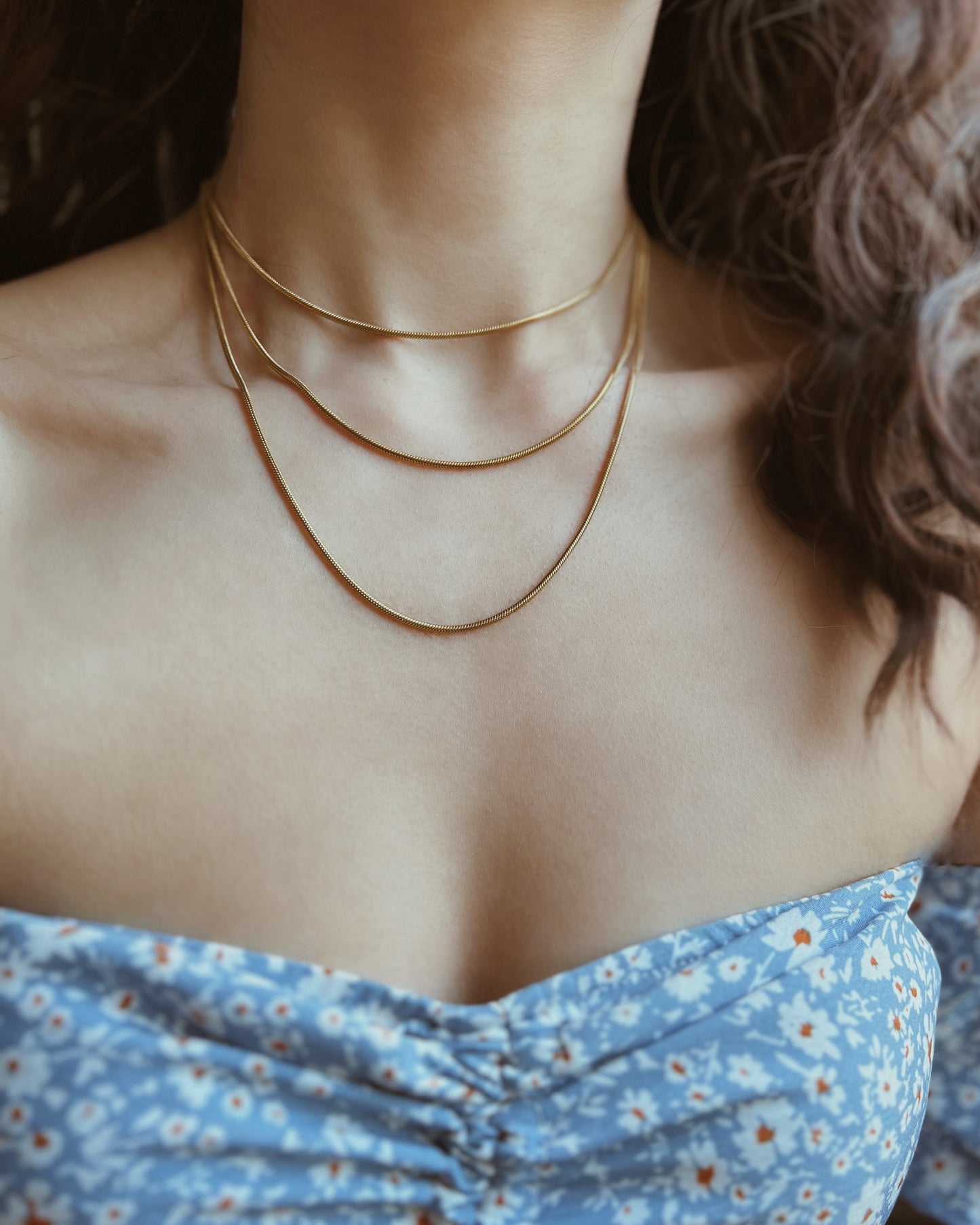 Long Layering Snake Chain Necklace Waterproof