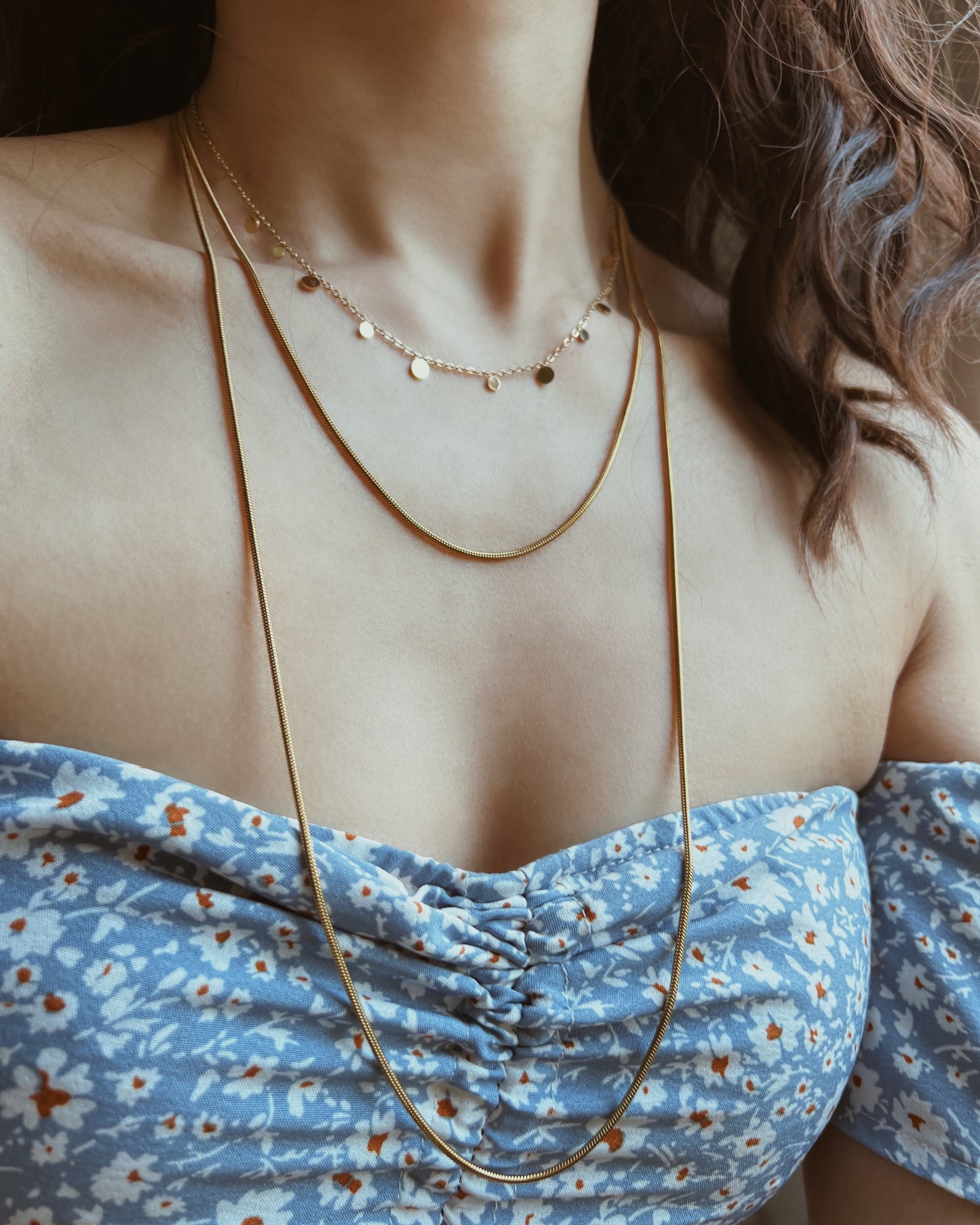 Long Layering Snake Chain Necklace Waterproof