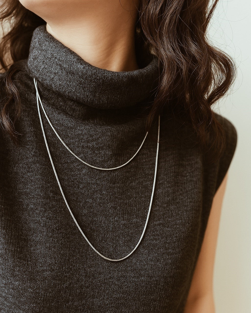 Long Layering Snake Chain Necklace Waterproof