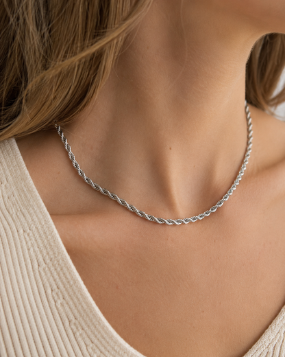 Classic Twisted Rope Chain Necklace Waterproof