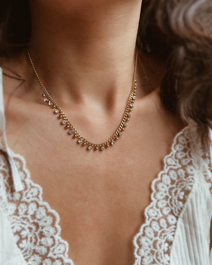 Crystal Bead Dangle Necklace Waterproof