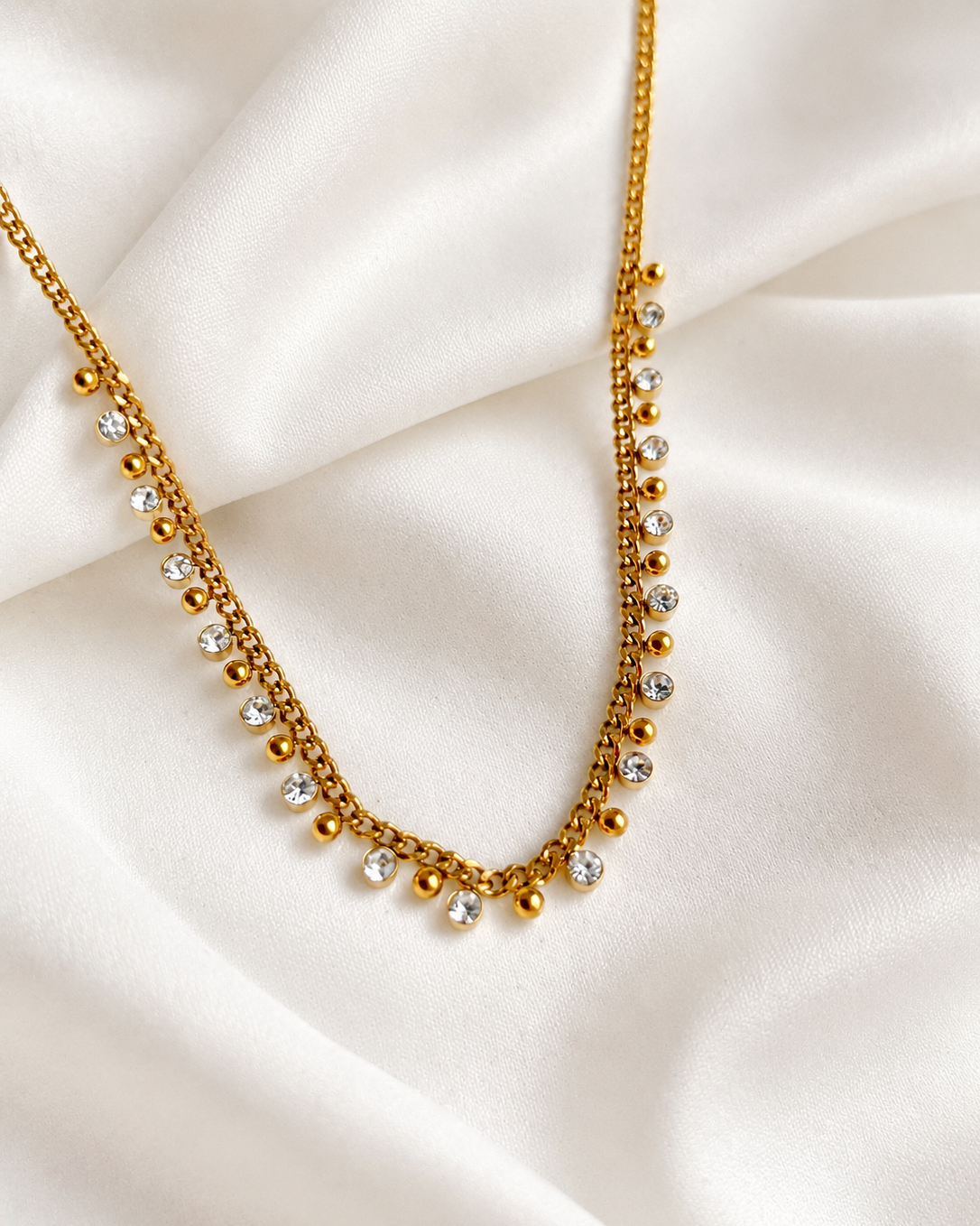 Crystal Bead Dangle Necklace Waterproof
